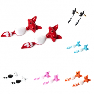 3D Fuchs Fox Ohrstecker Ohrringe Orange - 1