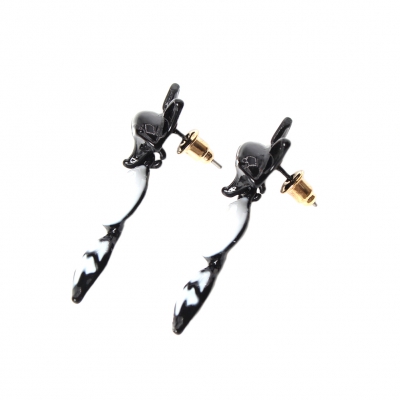 3D Fuchs Fox Ohrstecker Ohrringe Schwarz - 1