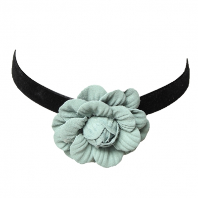 Choker Kropfband mit Samt Blüte Grün - 3
