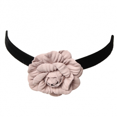 Choker Kropfband mit Samt Blüte Beige - 1