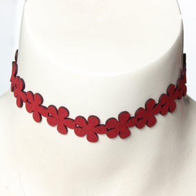 Choker Kropfband mit Blüten Design Rot - Rot