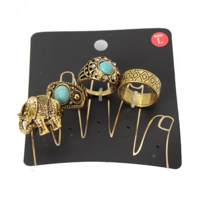Ringe 4 er Set Midi Fingerspitzenring mit Elefantenmotiv S - S