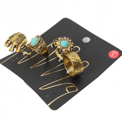 Ringe 4 er Set Midi Fingerspitzenring mit Elefantenmotiv S - 1