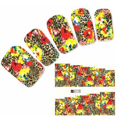 Tattoo Nail Fantasie Blumen Tigermuster Nagel Sticker