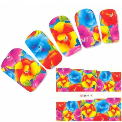 Tattoo Nail bunte Blume Nagel Sticker