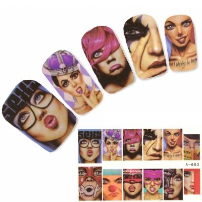 Tattoo Nail Model Karikatur Sexy Pop Nagel Sticker