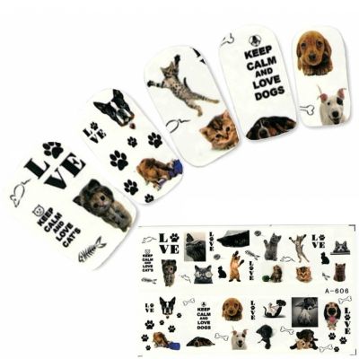 Tattoo Nail Love Hunde Katzen Nagel Sticker