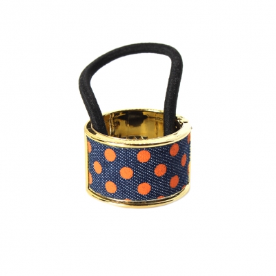 Haarring in Blau Orange gepunktet - 1