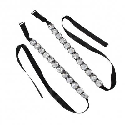 1 Paar BH Ersatzträger mit großen Strass Steinen Silber