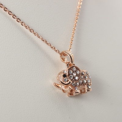 Halskette mit Elefant Anhänger Kette Strass - 1