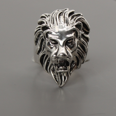 3D Edelstahl Ring Lï¿½we Lï¿½wenkopf Gr. 66 = 21 mm Silber - 2