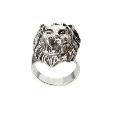 3D Edelstahl Ring Lï¿½we Lï¿½wenkopf Gr. 68 = 21,6 mm Silber - 1