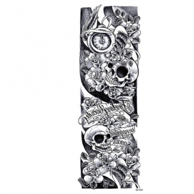 Temporäres Tattoo Totenkopf Rose Tätowierung Design - 1