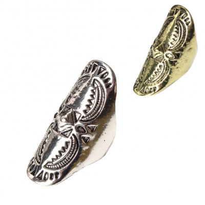 Edelstahl Ring Gr. 59 = 18,8 mm Gold mit Ornamenten - 1