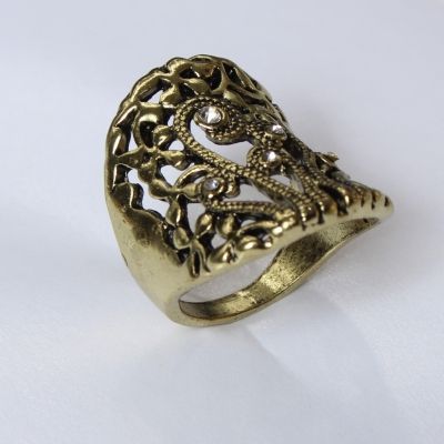 Edelstahl Ring Gr. 53 = 16,8 mm Bronze Strass - 2