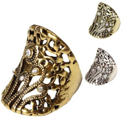 Edelstahl Ring Gr. 56 = 17,8 mm Bronze Strass - 1