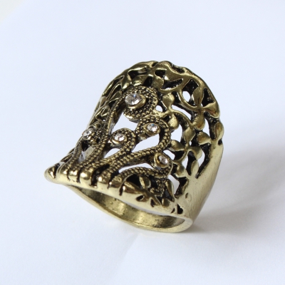 Edelstahl Ring Gr. 59 = 18,8 mm Bronze Strass - 3