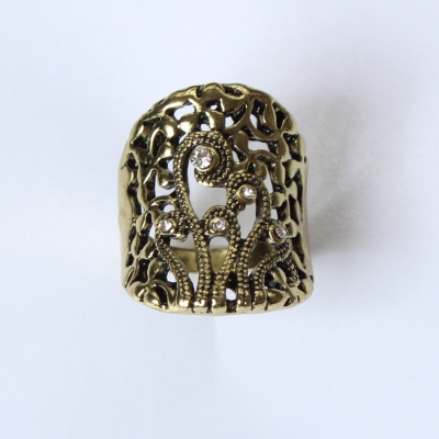 Edelstahl Ring Gr. 59 = 18,8 mm Bronze Strass - 4