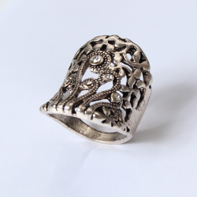 Edelstahl Ring Gr. 56 = 17,8 mm Silber Strass - 2