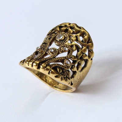 Edelstahl Ring Gr. 56 = 17,8 mm Gold Strass - 2
