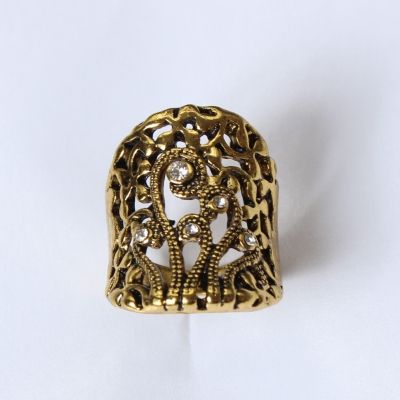 Edelstahl Ring Gr. 56 = 17,8 mm Gold Strass - 4