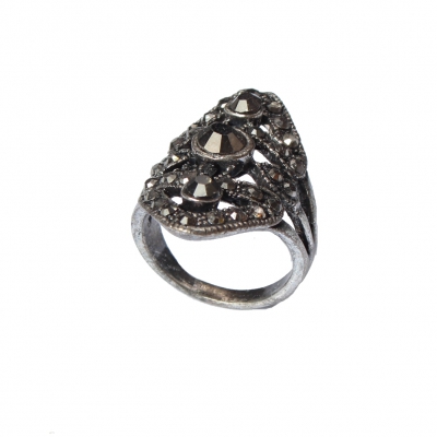 Edelstahl Ring mit Strass Gr. 55 = 17,5 mm Silber - 2