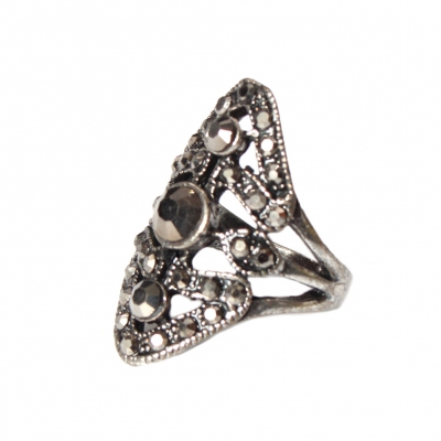 Edelstahl Ring mit Strass Gr. 55 = 17,5 mm Silber - 4