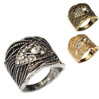 Edelstahl Ring Strass Herz Gr. 53 = 16,8 mm Bronze - 1