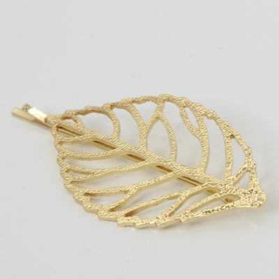 Metal Haarklammer Blatt in der Farbe Gold - 2