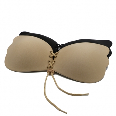 Trägerloser BH Selbstklebend Silikon Push-Up Beige Größe C - 3