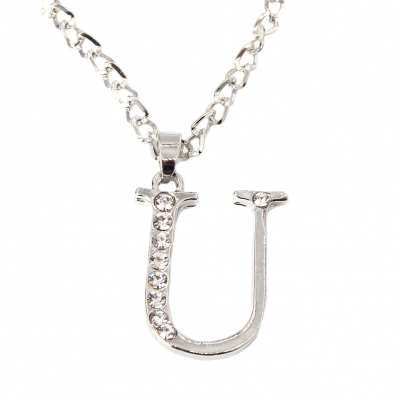 Halskette mit Strass Buchstaben Anhänger Buchstabe U - 2