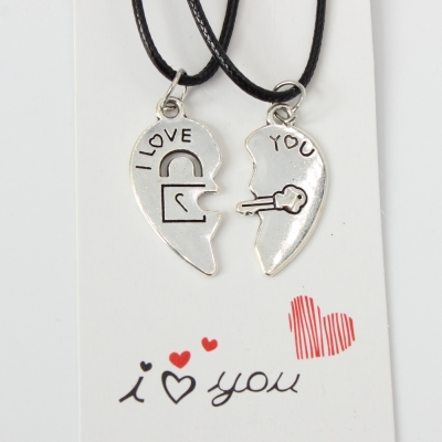 2 x Halskette I Love You Freundschaft Herz Set