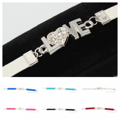Armband LOVE Straß Herz Blau - 1