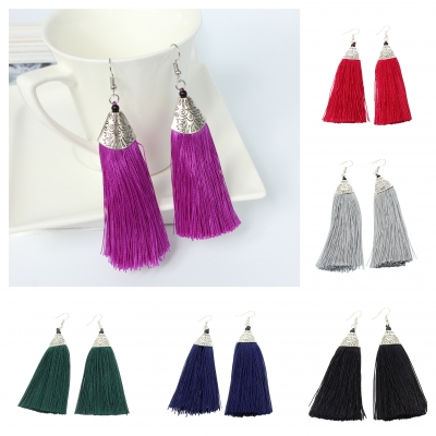 Ohrringe Quaste Lange Faden Ohrhänger Baumeln Barock-Schloss Retro Design Rot - 1