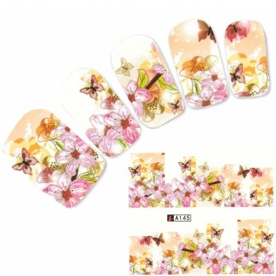 Tattoo Nail Blumen Schmetterling Aufkleber Nagel Sticker