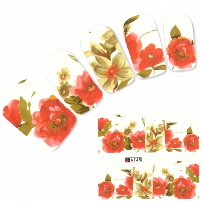 Tattoo Nail Blumen Bläter Aufkleber Nagel Sticker