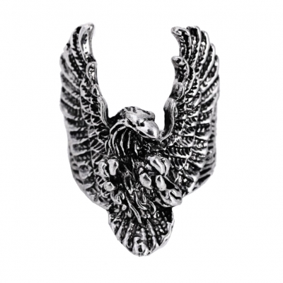 3D Edelstahl Ring Adler Eagle Gr. 58 = 18,4 mm Silber - 1