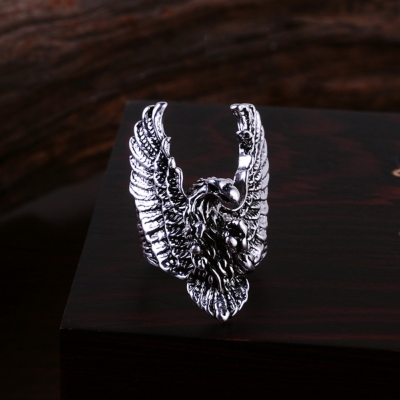 3D Edelstahl Ring Adler Eagle Gr. 62 = 19,7 mm Silber - 4