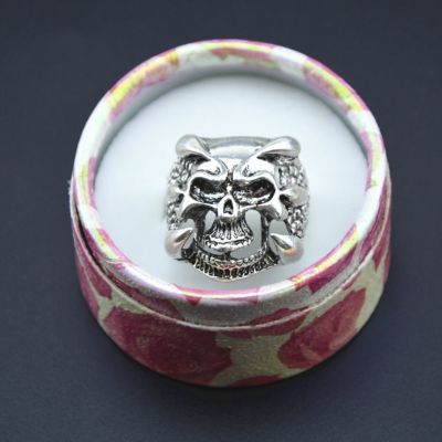 3D Edelstahl Ring Totenkopf Skull Gr. 57 = 18,1 mm Silber - 5