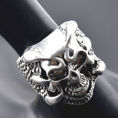 3D Edelstahl Ring Totenkopf Skull Gr. 61 = 19,4 mm Silber - 3