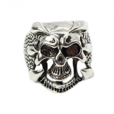3D Edelstahl Ring Totenkopf Skull Gr. 62 = 19,7 mm Silber - 1