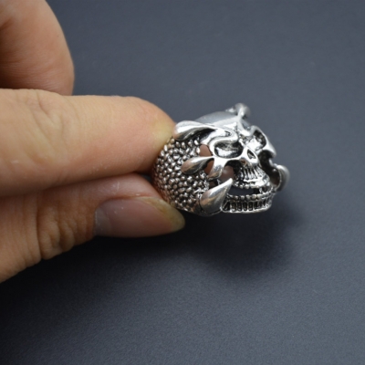 3D Edelstahl Ring Totenkopf Skull Gr. 62 = 19,7 mm Silber - 4