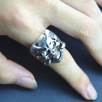 3D Edelstahl Ring Totenkopf Skull Gr. 65 = 20,6 mm Silber - 2
