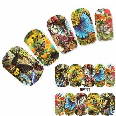 Tattoo Nail Blumen Schmetterling Aufkleber Nagel Sticker