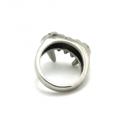 3D Edelstahl Ring Reißzähne Vampirzähne Gr. 64 = 20,3 mm Silber - 5