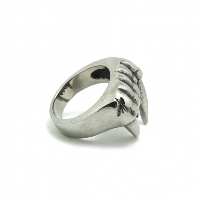 3D Edelstahl Ring Reißzähne Vampirzähne Gr. 66 = 21 mm Silber - 4