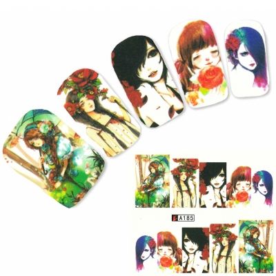 Tattoo Nail Art Japan Manga Girl Hipster Nagel Sticker