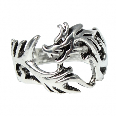 3D Edelstahl Ring Drache Gr. 56 = 17,8 mm Silber - 2