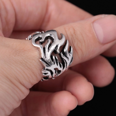 3D Edelstahl Ring Drache Gr. 60 = 19,1 mm Silber - 1