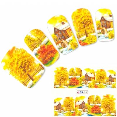 Tattoo Nail Herbst Bäume Bunte Blätter Aufkleber Nagel Sticker